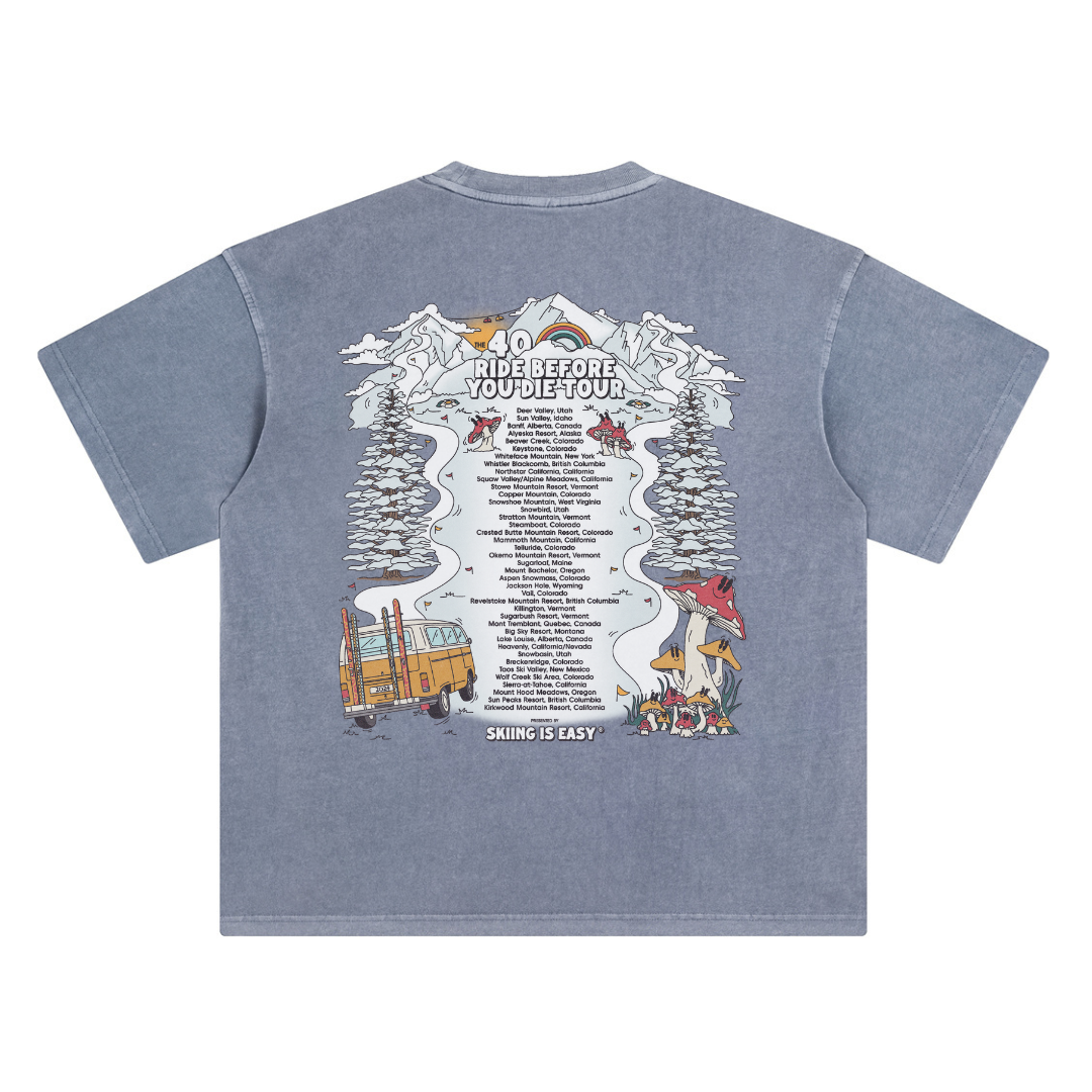 "RIDE BEFORE YOU DIE TOUR" | VINTAGE HEAVY TEE (BLUE)