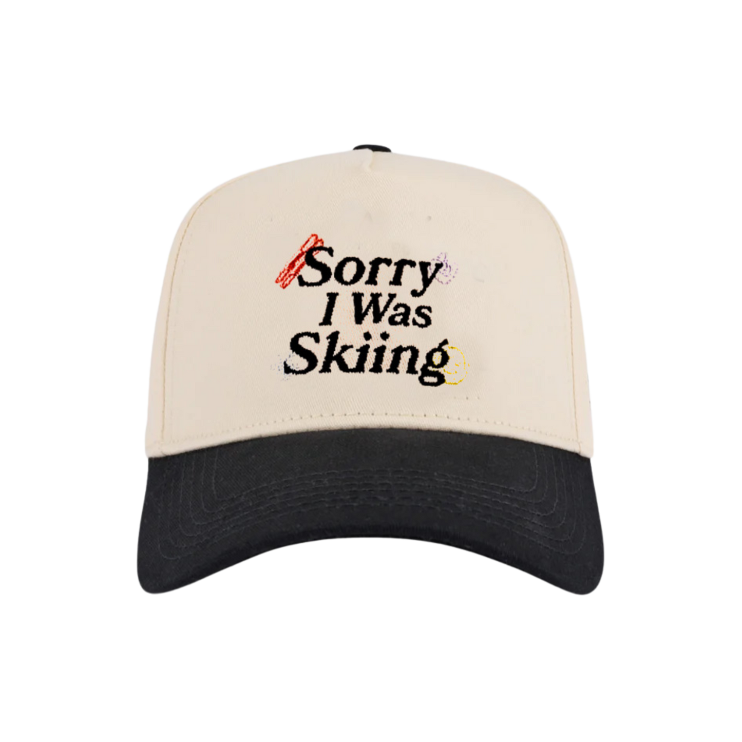 "SORRY I WAS SKIING" | HAT (BLACK/CREAM)