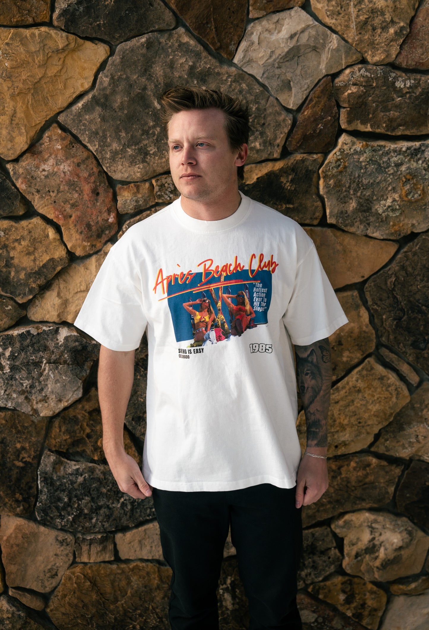 "APRÈS BEACH CLUB" | VINTAGE HEAVY TEE (WHITE)