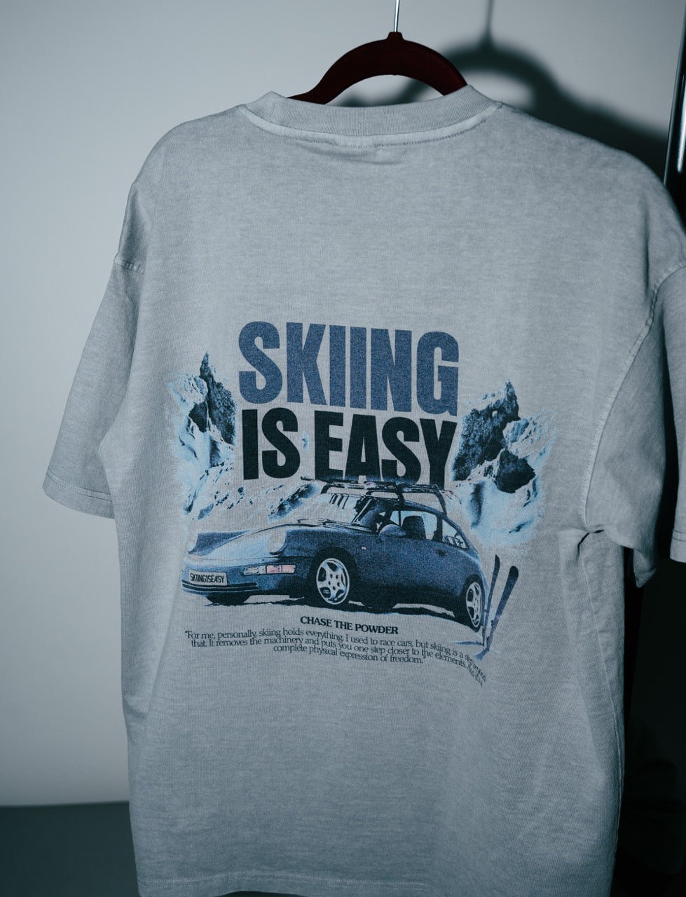 "CHASE THE POWDER"| VINTAGE HEAVY TEE (GREY)