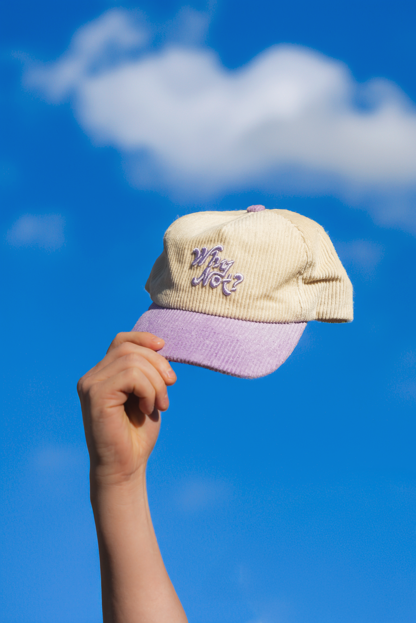 "WHY NOT?" CORD HAT | (PURPLE/CREAM)