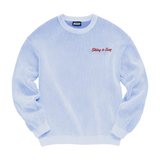 "SKIING IS EASY" KNIT SWEATER | (Cream/Blue)