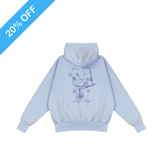 "FREE REFILLS" VINTAGE HOODIE (BABY BLUE)