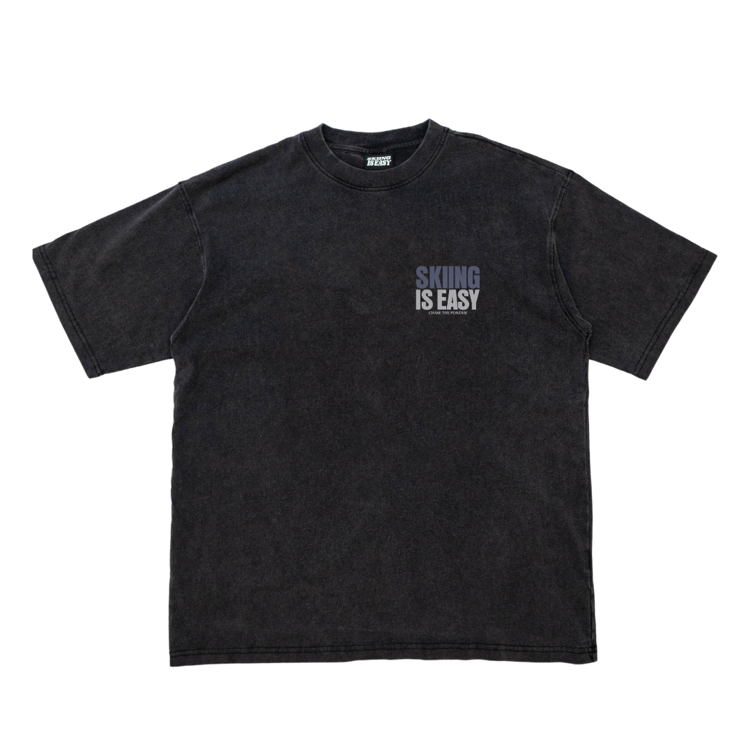 "CHASE THE POWDER"| VINTAGE HEAVY TEE (BLACK)