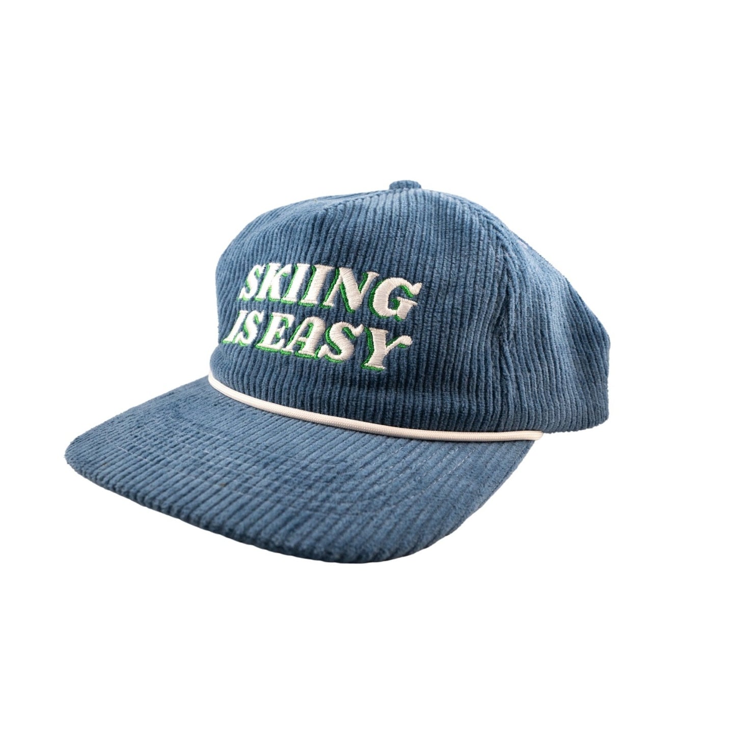 "SKIING IS EASY" | CORD HAT (Blue)