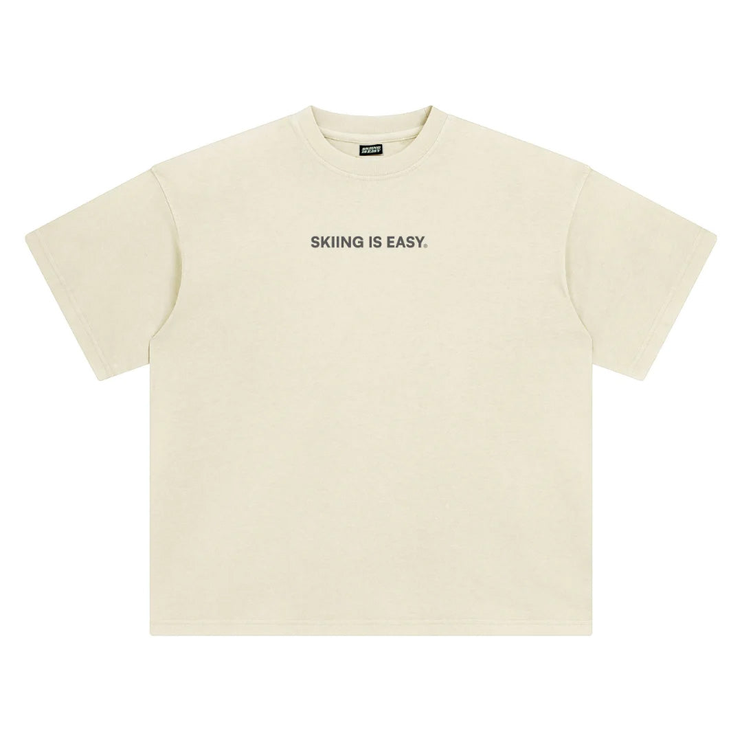 EMBROIDERED "SKIING IS EASY" | VINTAGE HEAVYWEIGHT TEE (Apricot)