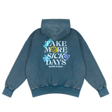 EMBROIDERED "SKIING IS EASY" | HEAVY-WEIGHT HOODIE (VINTAGE "Blue-ish"GRAY)
