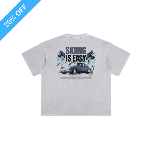 "CHASE THE POWDER"| VINTAGE HEAVY TEE (GREY)