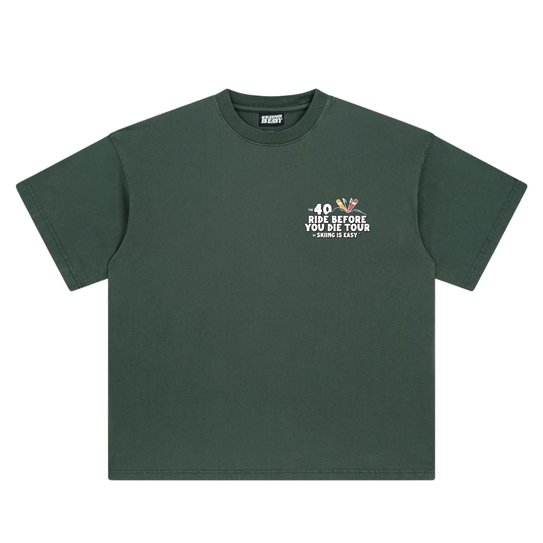 "RIDE BEFORE YOU DIE TOUR" | VINTAGE HEAVY TEE (GREEN)