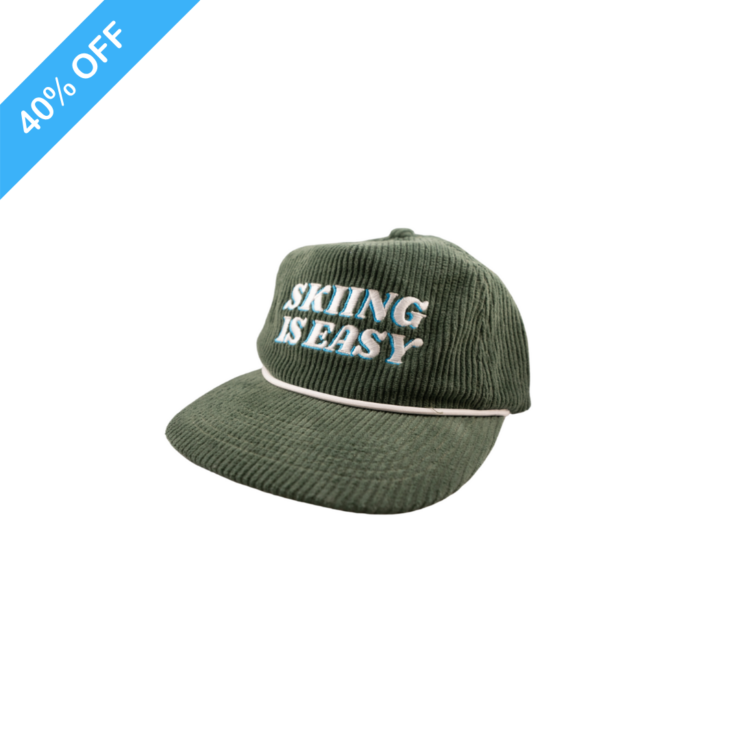 "SKIING IS EASY" | CORD HAT (Green)