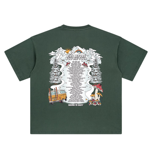 "RIDE BEFORE YOU DIE TOUR" | VINTAGE HEAVY TEE (GREEN)