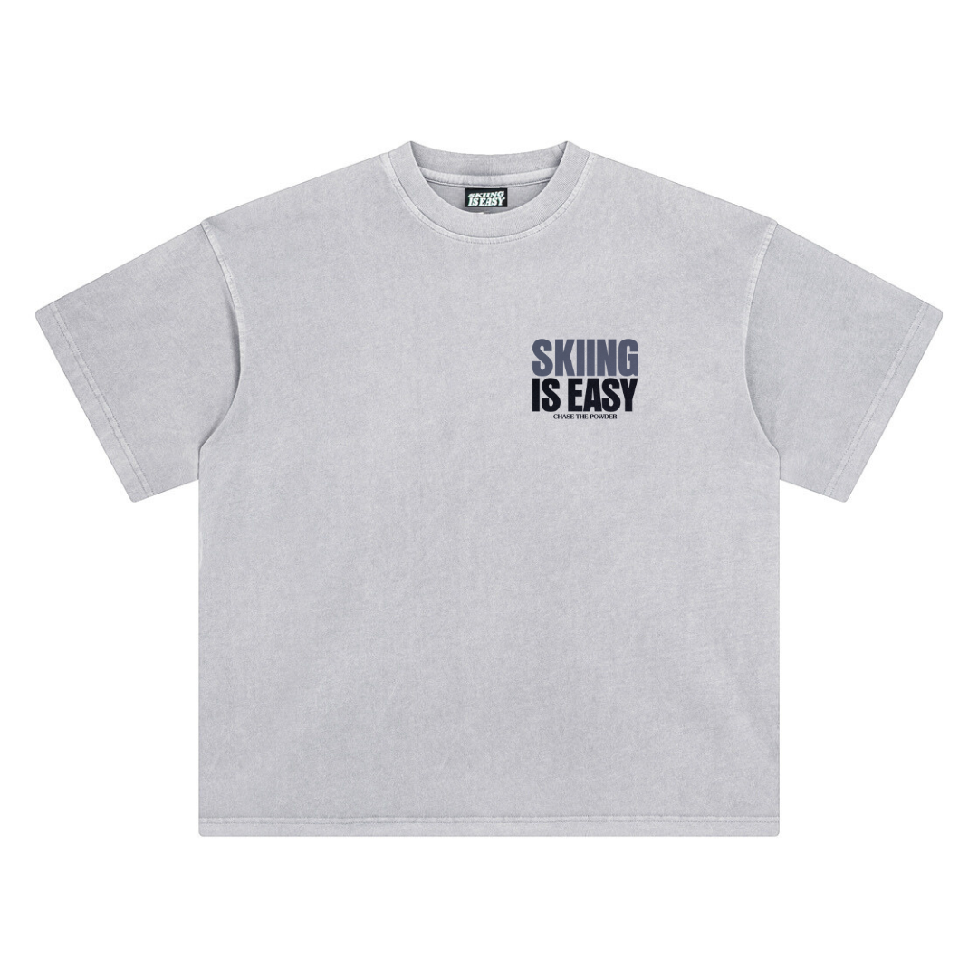 "CHASE THE POWDER"| VINTAGE HEAVYWEIGHT TEE (GREY)