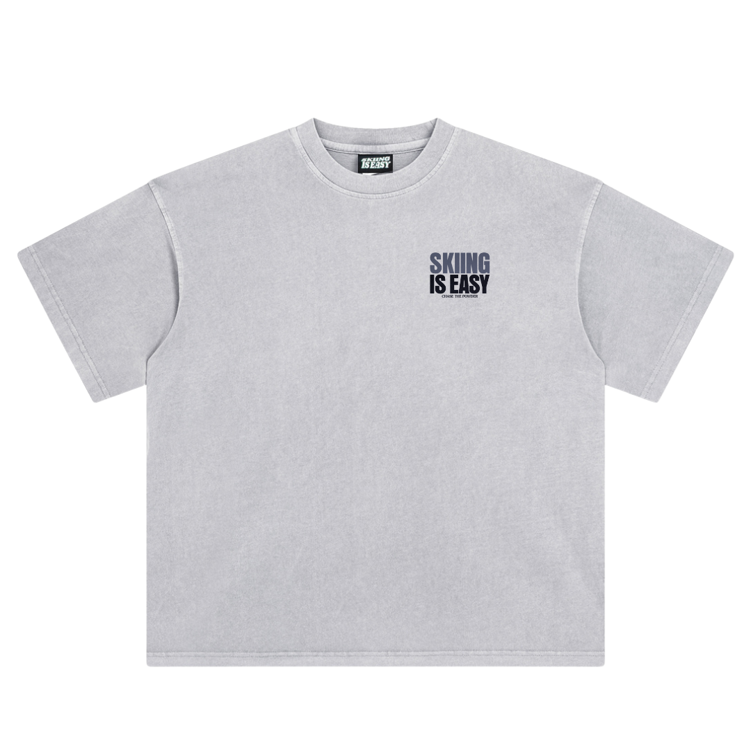 "CHASE THE POWDER"| VINTAGE HEAVY TEE (GREY)