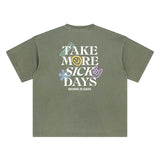 EMBROIDERED "SKIING IS EASY" | VINTAGE HEAVY TEE (GREEN)