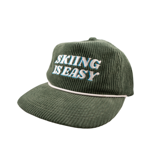 "SKIING IS EASY" | CORD HAT (Green)