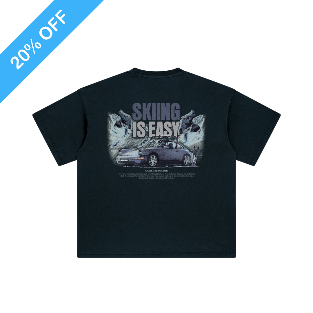 "CHASE THE POWDER"| VINTAGE HEAVY TEE (BLACK)