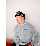 "SKIING IS EASY" KNIT SWEATER | (Cream/Blue)