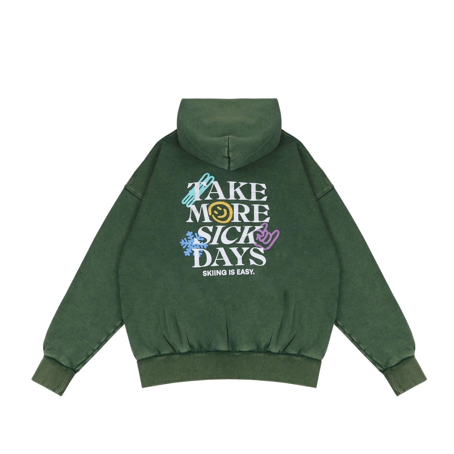 EMBROIDERED "SKIING IS EASY" | HEAVY-WEIGHT HOODIE (VINTAGE GREEN)