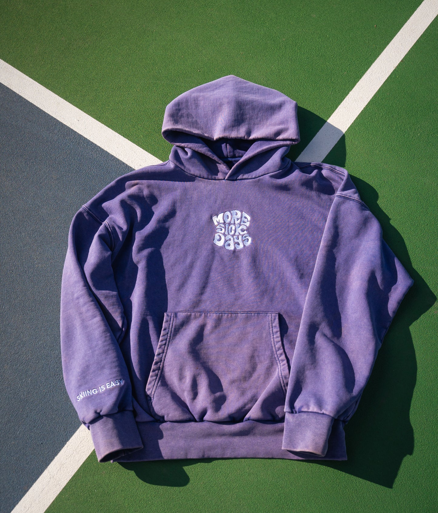 EMBROIDERED "MORE SICK DAYS" | HEAVY-WEIGHT HOODIE (Vintage Purple)