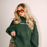 EMBROIDERED "SKIING IS EASY" | HEAVY-WEIGHT HOODIE (VINTAGE GREEN)
