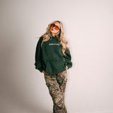 EMBROIDERED "SKIING IS EASY" | HEAVY-WEIGHT HOODIE (VINTAGE GREEN)