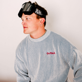 "OUTSICK" KNIT SWEATER | (Cream/Blue)