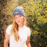 "THE SUN" CUFF BEANIE (GRAY/DARK BLUE)