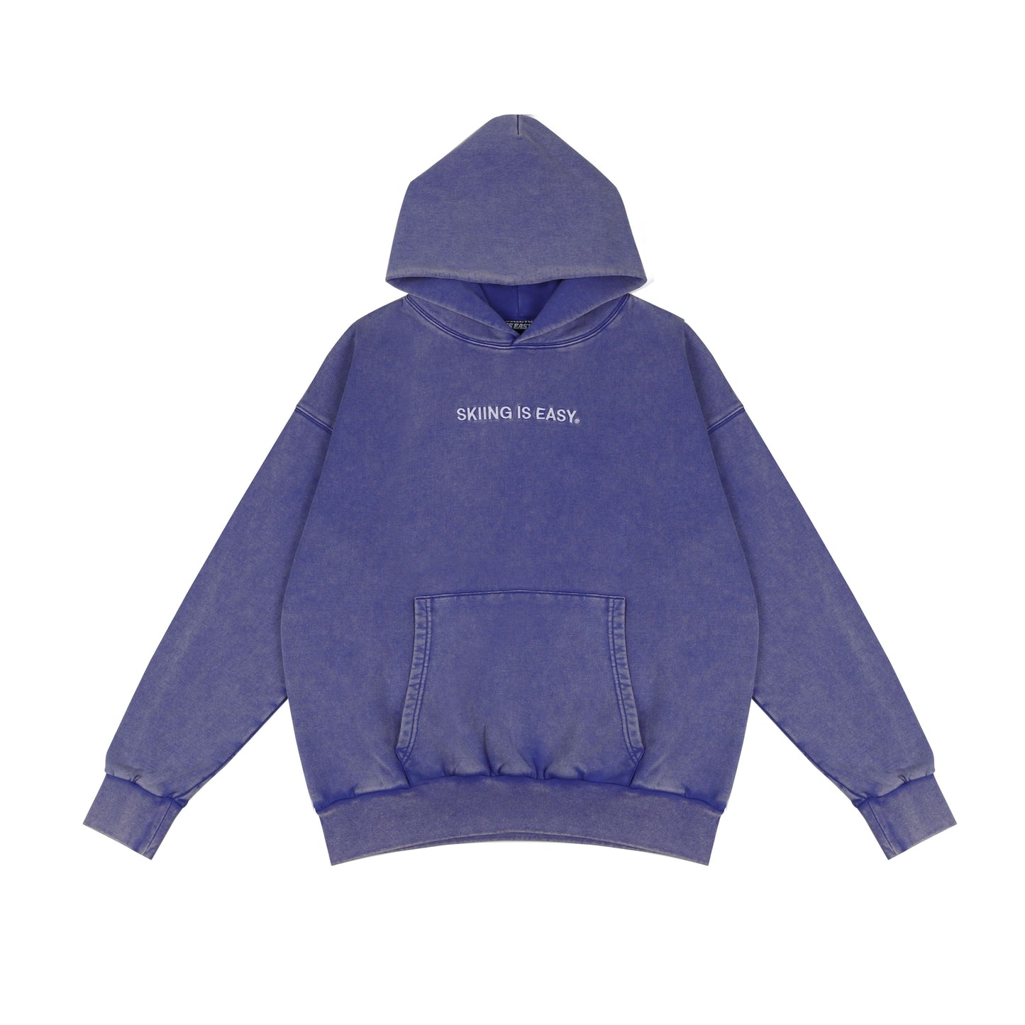 EMBROIDERED "SKIING IS EASY" | HEAVY-WEIGHT HOODIE (VINTAGE BLUE)